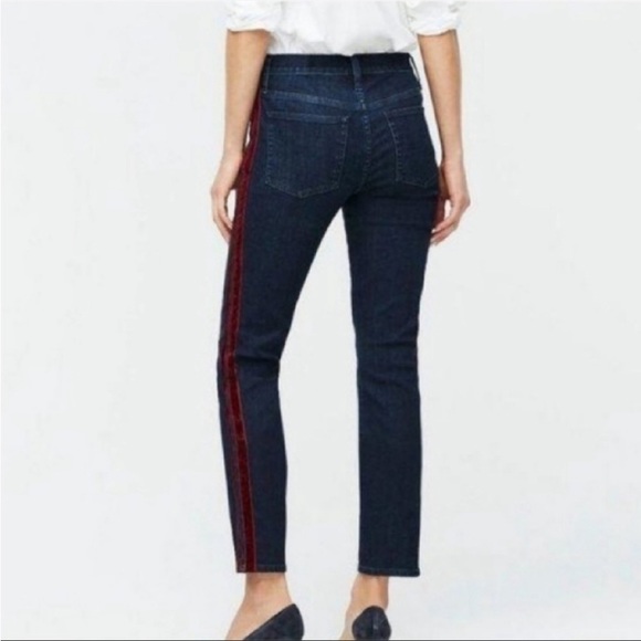 J. Crew Vintage Straight Jeans Velvet Tuxedo Striped High Waist Denim Sz 26P - Picture 5 of 13